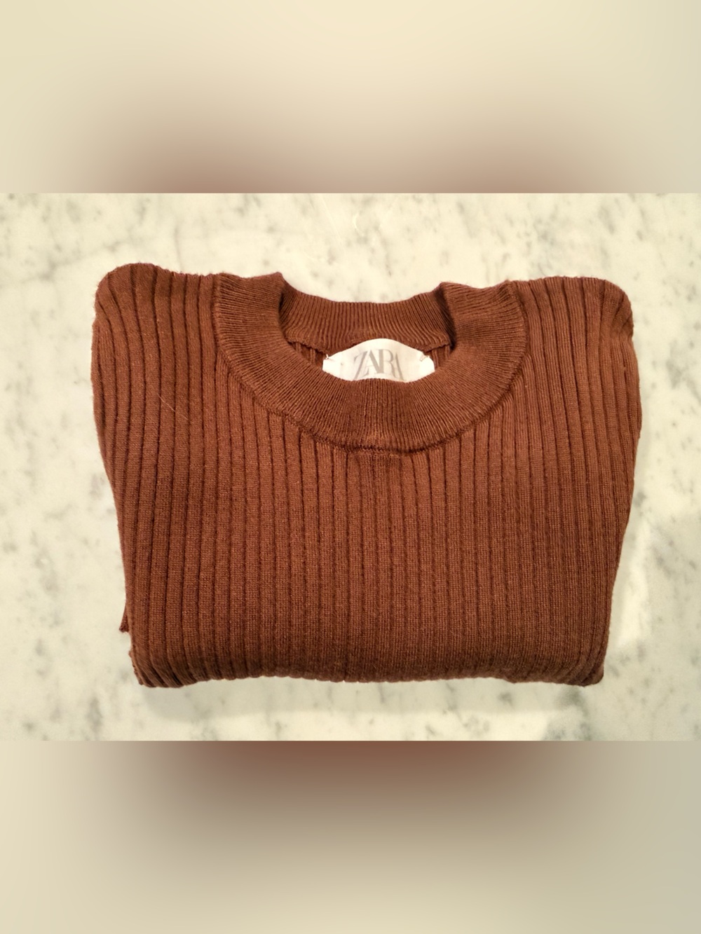 Zara Kids Long Sleeve Ribbed Top - Brown